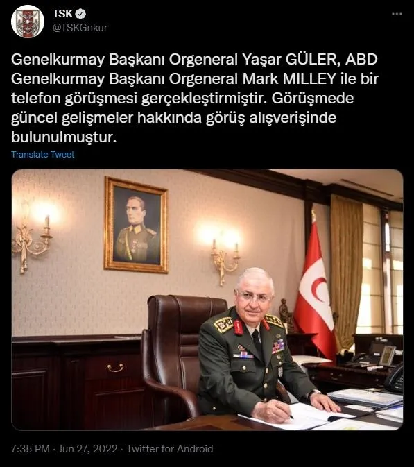 Genelkurmay Başkanı Orgeneral Yaşar Güler ABD'li mevkidaşı Mark Milley görüştü-2