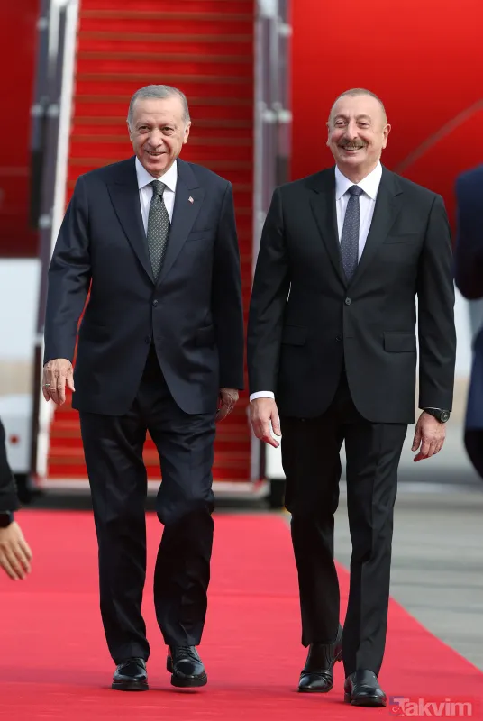 Azerbaycan Cumhurbaşkanı Aliyev'den Başkan Erdoğan'a samimi karşılama: Uçaktan iner inmez sarıldılar... Halter şov - 22