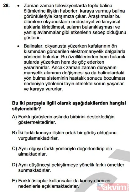 2019 YKS TYT soruları ve cevapları burada! Türkçe, Sosyal Bilimler, Matematik, Fen Bilimleri cevap anahtarı - 30