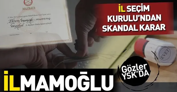 AK Parti’nin yaptığı itirazlara ilişkin YSK’nın vereceği kararı beklemeyen İl Seçim Kurulu mazbatayı İmamoğlu’na verdi