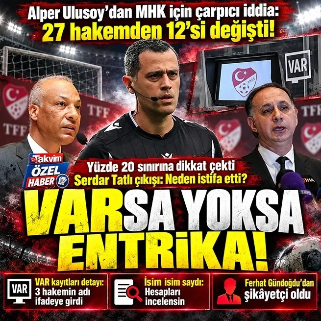 Alper Ulusoy’dan MHK için çarpıcı iddia: 27 hakemden 12’si değişti! Yüzde 20 sınırına dikkat çekti
