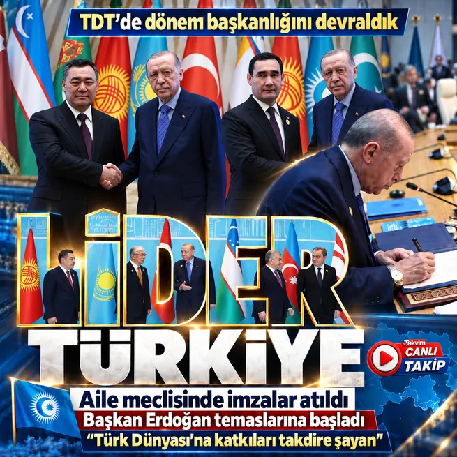 Türkiye TDT dönem başkanlığını devraldı! Başkan Erdoğan Berdimuhammedov, Caparov ve Erhürman ile görüştü