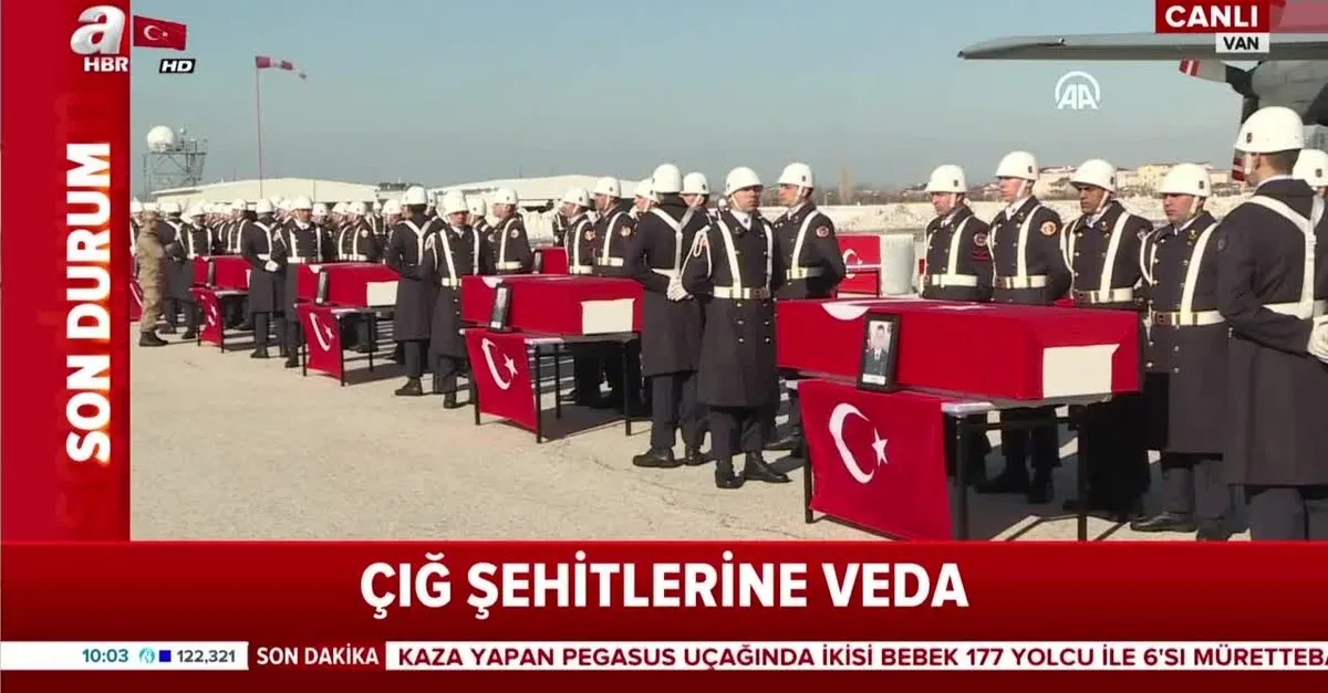 Son dakika: Van'da kaza ve çığ şehitlerine veda |Video