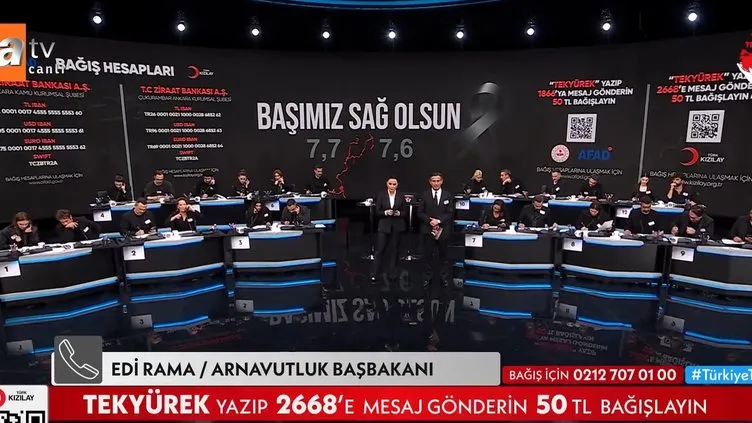 Arnavutluk’tan ’Türkiye Tek Yürek’e 1 milyon € bağış