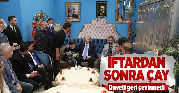 Başkan Erdoğan iftar sonrası Maltepe’de esnaf ve vatandaşlarla çay içti