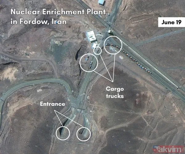 İran'ın Fordo operasyonu uydu kamerasında! ABD vurmadan iki gün önce olağandışı kamyon trafiği... Uranyumu naklettiler - 8