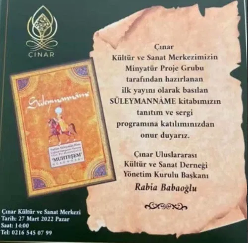 suleymanname-kitabi-cinar-kultur-ve-sanat-merkezinda-sanatseverlerle-bulusuyor-1648023622630.jpg Süleymanname kitabı Çınar Kültür ve Sanat Merkezi'nde sanatseverlerle buluşuyor-2