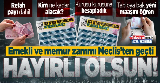 Emekliye %25 zam! Memura 22 bin 17 lira maaş... SSK ve Bağ - Kur emeklilerine kuruşu kuruşuna zamlı maaş tablosu