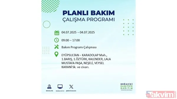 4 Temmuz'da İstanbul'da Elektrik Kesintisi Yaşanacak İlçeler