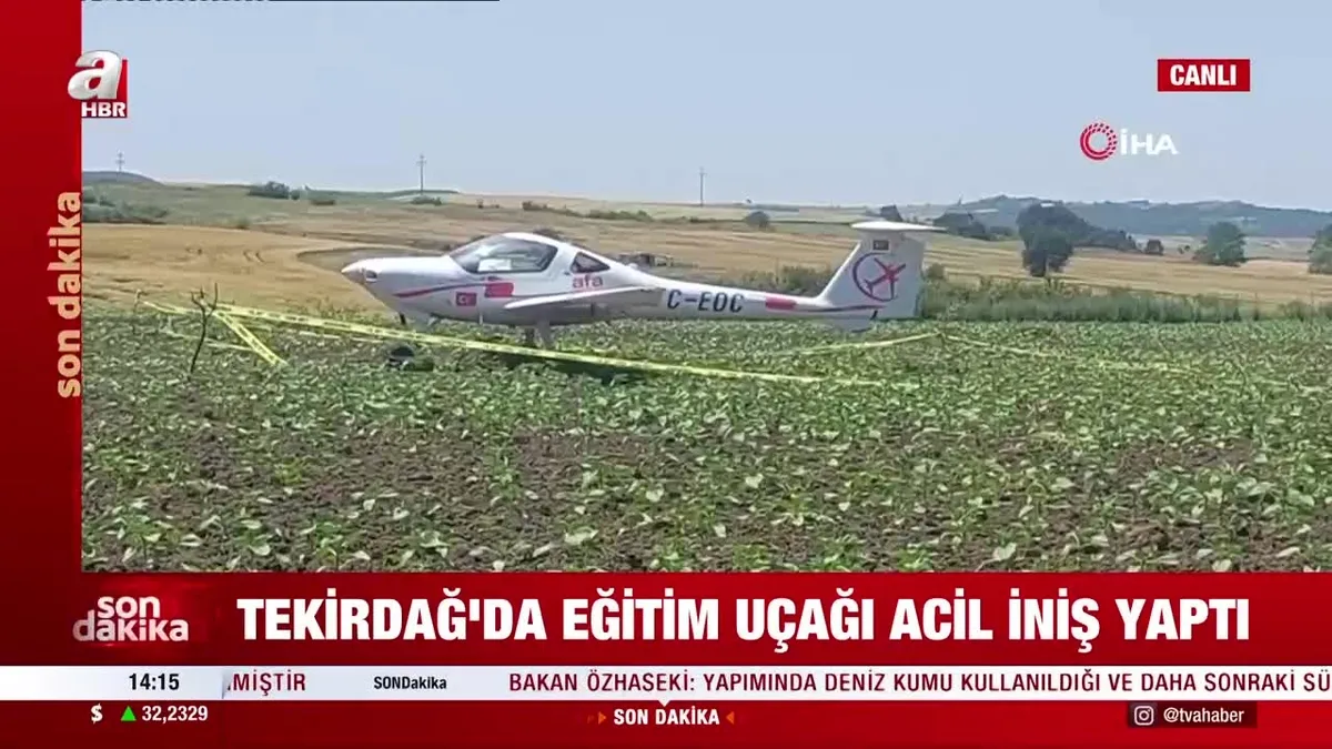 Tekirdağ'da eğitim uçağı acil iniş yaptı
