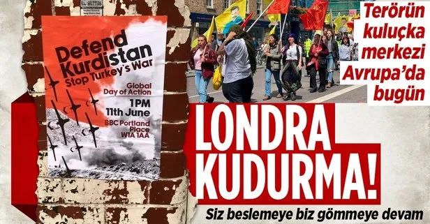 Terörün kuluçka merkezi Avrupa’da bir alçak provokasyon daha! Londra’da PKK yandaşları polis korumasında yürüdü