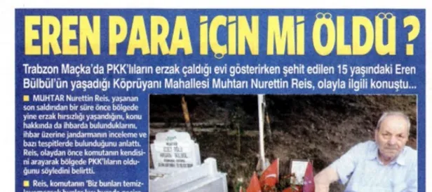 CHP’nin gazetesinden şehit Eren’e alçak iftira