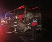 Osmaniye’de yolcu otobüsü alev alev yandı!