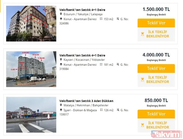 1.350.000 TL! Vakıfbank 2+1, 3+1 daire ilanlarını duyurdu! 110 bin TL'ye bankadan satılık ev fiyatları... 4+1 TERASLI DUBLEKS konut! - 4