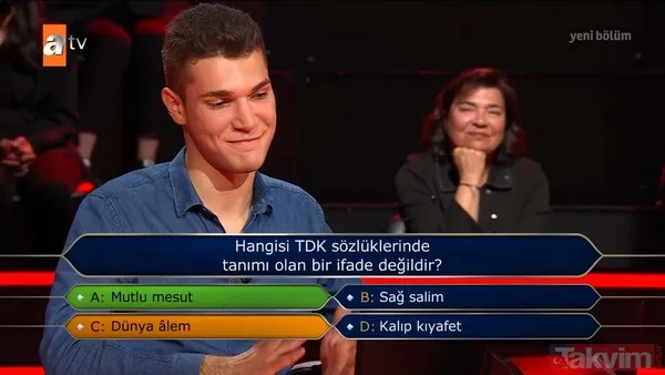 Kim Milyoner Olmak İster'e damga vuran Türkçe sorusu: Hangisi TDK sözlüklerinde tanımı olan bir ifade değildir? - 45