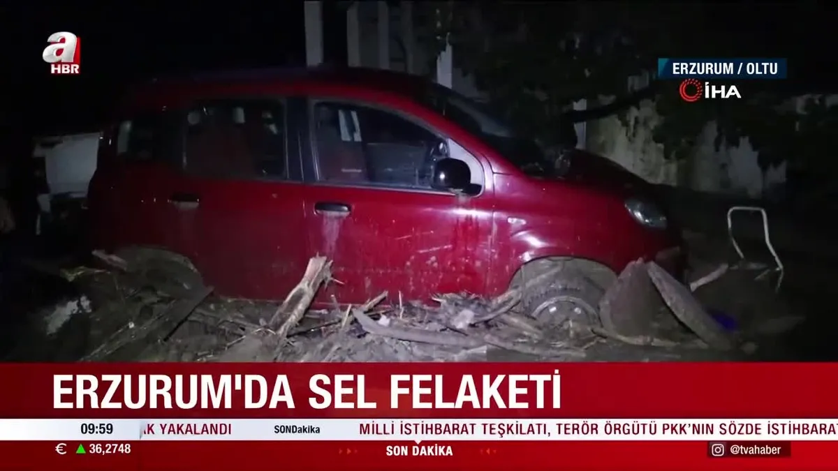 Erzurum’da sel bir mahalleyi yıktı geçti