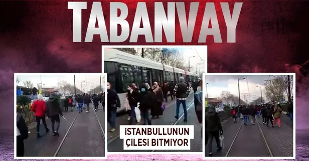 Kabataş - Bağcılar tramvay hattında elektrik arızası! Yolcular ray hattında yürüdü...