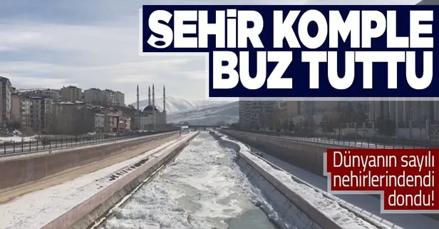 -21 derecede şehir buz tuttu! Bayburt’ta Çoruh Nehri ve çeşmeler dondu