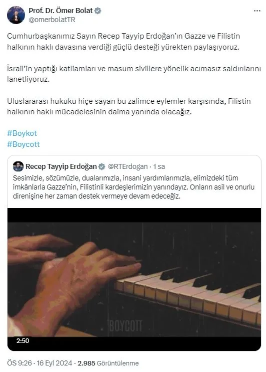 Başkan Erdoğan'dan "boykot" şarkısı paylaşımı: Tüm imkanlarla Gazze’nin yanındayız | İşte sözleri...-7