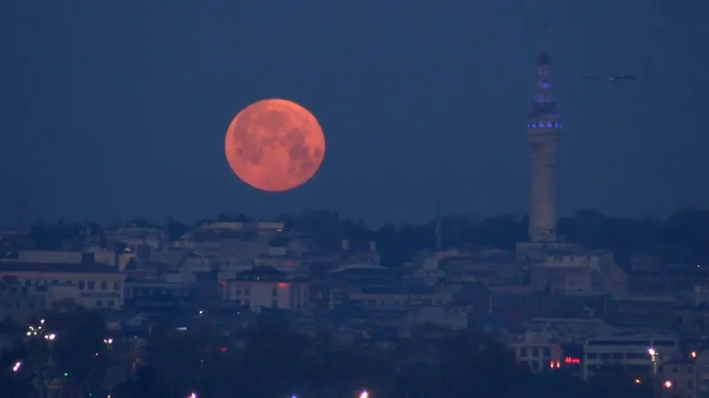 İstanbul'da baharın habercisi 'Pembe Ay' görsel şölen oluşturdu (DHA)