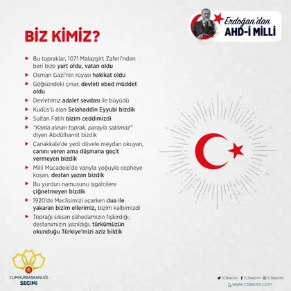 Cumhurbaşkanı Erdoğan’dan Ahd-i Milli