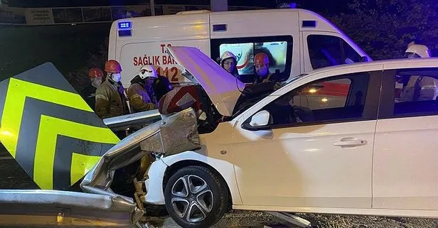 İstanbul Ataşehir’de feci kaza! Bariyerlere ok gibi saplandı