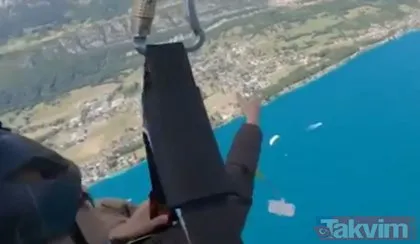 Yamaç paraşütü yapan kadın selfie çekeyim derken! Görenlerin için cız etti