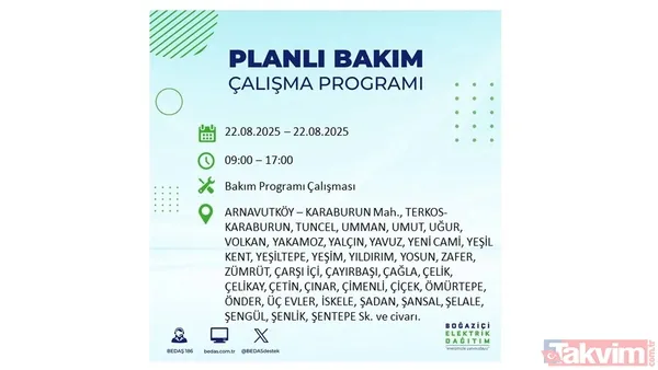 İstanbul'da 19 ilçede elektrik kesintisi! BEDAŞ İLÇE İLÇE listeledi: 22 Ağustos Cuma günü 8 saat yok - 39