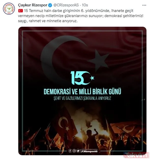 Türk futbolunun dev kulüplerinden 15 Temmuz paylaşımları... - 17