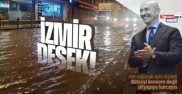 İzmir'de yine aynı manzara: Sağanak yağışın ardından sokaklar göle döndü