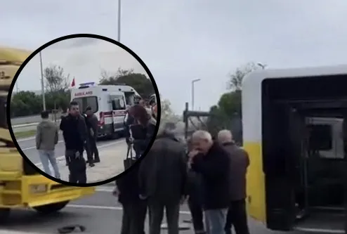 İETT otobüsüne kamyon çarptı