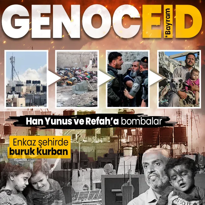 Terör devleti İsrail bayramı da kana buladı! Han Yunus ve Refaha bombalar... Enkaz şehir Gazzede buruk kurban