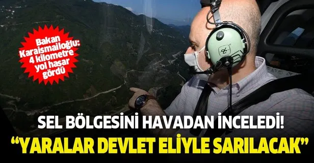 Son dakika: Ulaştırma Bakanı Karaismailoğlu selden etkilenen bölgeleri havadan inceledi!  Yaralar devlet eliyle sarılacak