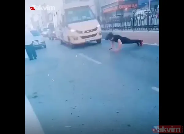 TikTok'ta paylaşmak için Sultangazi'de trafiği kesip yol ortasında şınav çeken Pakistan uyruklu Ali R. gözaltına alındı - 1