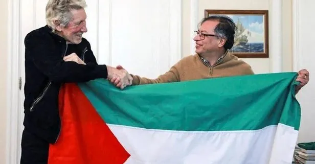 Pink Floyd’un solisti Roger Waters, Kolombiya Cumhurbaşkanı Petro ile Filistin bayrağı açtı