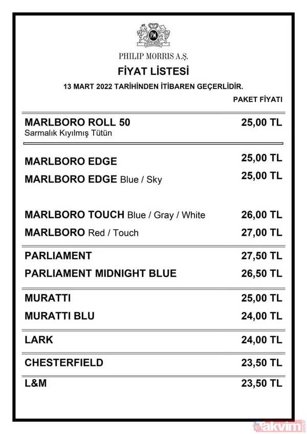 🚬15 MART 2022 SİGARAYA 2 TL ZAM MI GELDİ? Marlboro, Parliament, Lark, Chesterfield, L&M, Kent... 💸 JTİ-BAT- Philip Morris zamlı güncel fiyat listesi! - 3