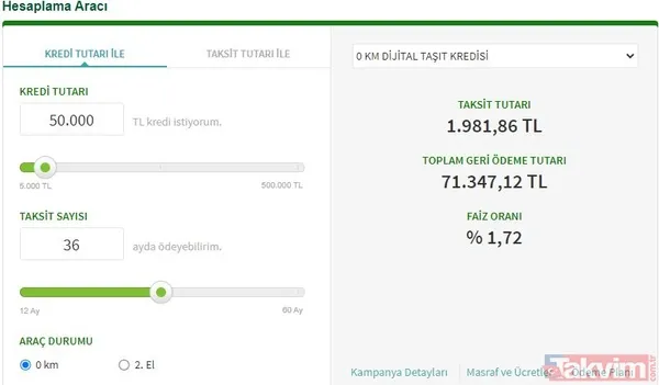 Aylık 1.981 TL ödemeyle 50 bin TL taşıt kredisi cepte! Hayalinizdeki gıcır gıcır otomobile kolayca sahip olun! Düşük faiz imkanı... - 5