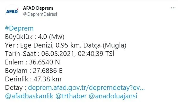 Son dakika: Ege Denizi'nden 4.0 şiddetinde deprem!-1