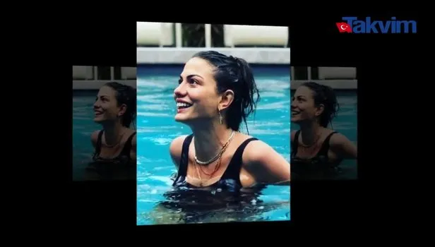 Demet Özdemir’in yağışlı havada yaptığı havuz keyfi! İşte o anlar...
