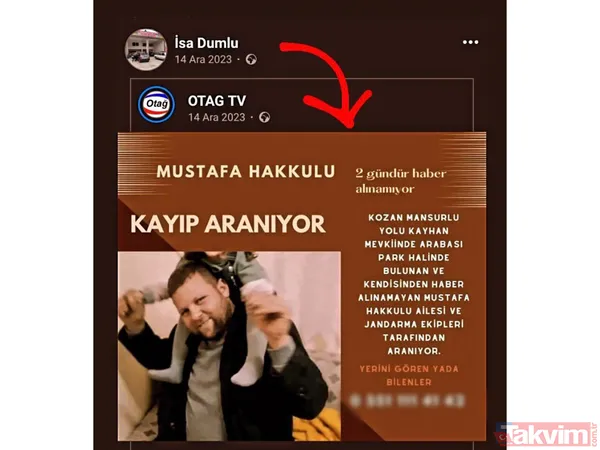 Öte Yandan Cinayeti İşleyen İsa'nın Mustafa Hakkulu'nun Kaybına İlişkin Sosyal Medya Hesabından Paylaşım Yaptığı Ortaya Çıktı.