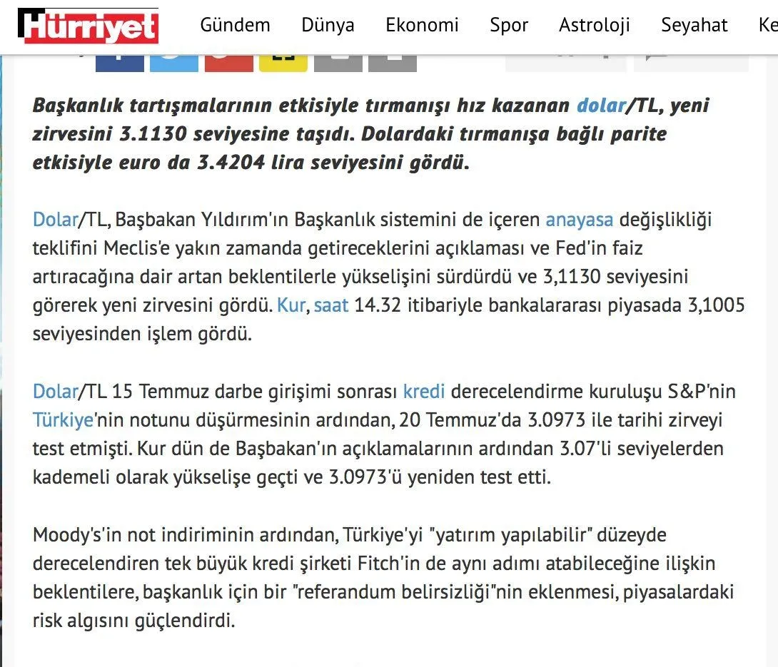 Hürriyet doları 'başkanlık sistemi'ne bağladı-2
