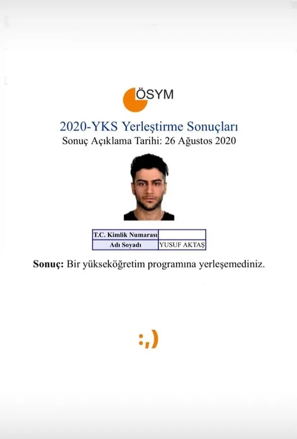 1598462893770.jpg Yusuf Aktaş (Reynmen) YKS 2020'de hiçbir yere yerleşemedi-2