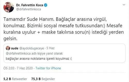 Saglik Bakani Fahrettin Koca Dan Takipcisine Esprili Yanit Takvim