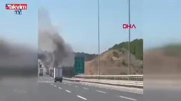 Sarıyer’de TIR yangını: Dorse küle döndü