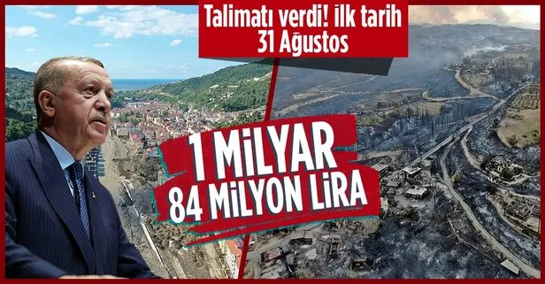 Başkan Recep Tayyip Erdoğan talimatı verdi! Sel bölgesinde ilk ihale 31 Ağustos’ta! Yangın bölgesinde maliyet 1 milyar 84 milyon lira