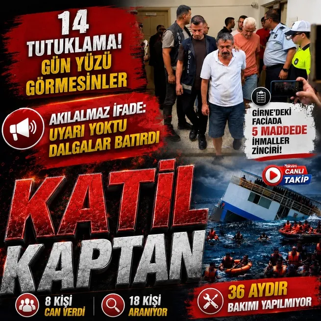 Girne-Taşucu seferini yapan gemi battı! 8 kişi hayatını kaybetti, 14 kişi tutuklandı: Kaptanın ifadesi ortaya çıktı