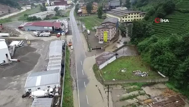 Rize'deki sel bölgesi havadan görüntülendi