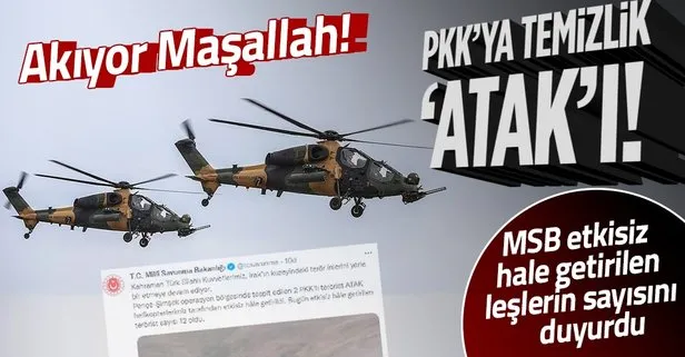 Son dakika: Milli Savunma Bakanlığı açıkladı! ATAK helikopterler 2 PKK’lı teröristi etkisiz hale getirdi