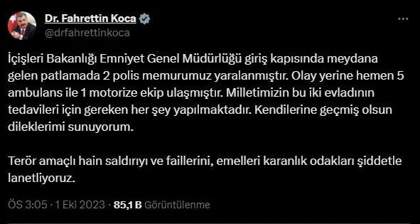 Son dakika: Ankara'da bombalı saldırı girişimi! İçişleri Bakanlığı PKK'lı teröristin kimliğini açıkladı: Kanivar Erdal kod adlı Hasan Oğuz-10