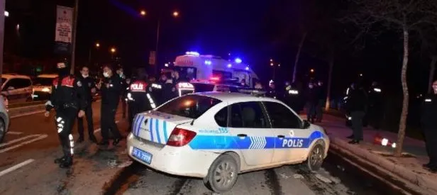 ’Dur’ ihtarına uymadı polis aracına çarptı